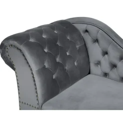 Loveseats-Beliani NIMES - Chaise longue - Grijs - Linkerzijde - Fluweel