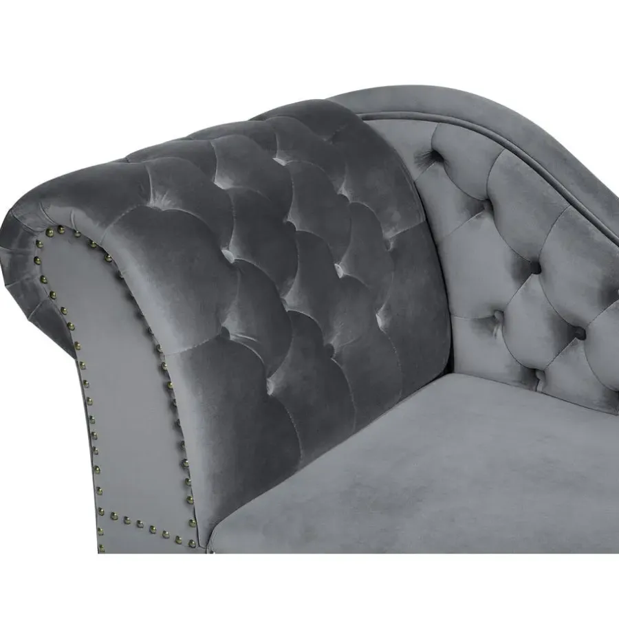 Loveseats-Beliani NIMES - Chaise longue - Grijs - Linkerzijde - Fluweel