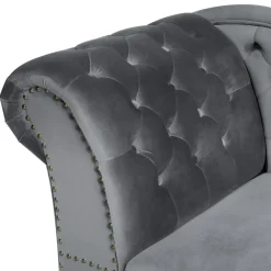 Loveseats-Beliani NIMES - Chaise longue - Grijs - Linkerzijde - Fluweel