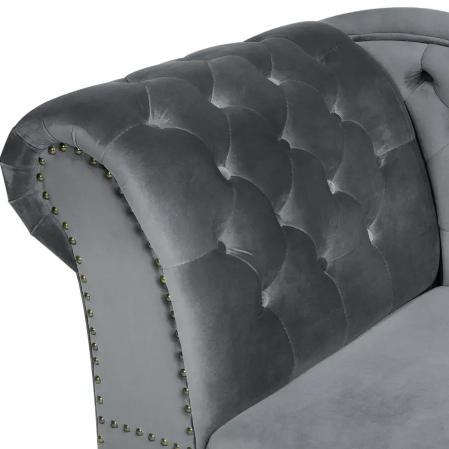 Loveseats-Beliani NIMES - Chaise longue - Grijs - Linkerzijde - Fluweel