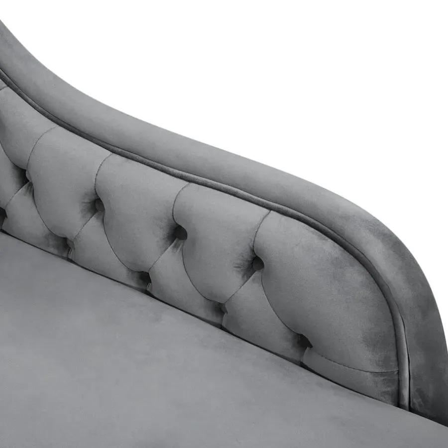 Loveseats-Beliani NIMES - Chaise longue - Grijs - Linkerzijde - Fluweel