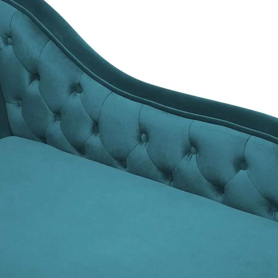 Beliani NIMES - Chaise longue - Groen Blauw - Linkerzijde - Fluweel