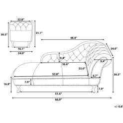 Loveseats-Beliani NIMES - Chaise longue - Groen - Rechterzijde - Fluweel