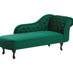 Loveseats-Beliani NIMES - Chaise longue - Groen - Rechterzijde - Fluweel