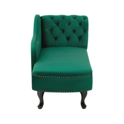 Loveseats-Beliani NIMES - Chaise longue - Groen - Rechterzijde - Fluweel
