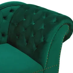 Loveseats-Beliani NIMES - Chaise longue - Groen - Rechterzijde - Fluweel