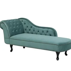 Beliani NIMES - Chaise longue - Mintgroen - Linkerzijde - Fluweel