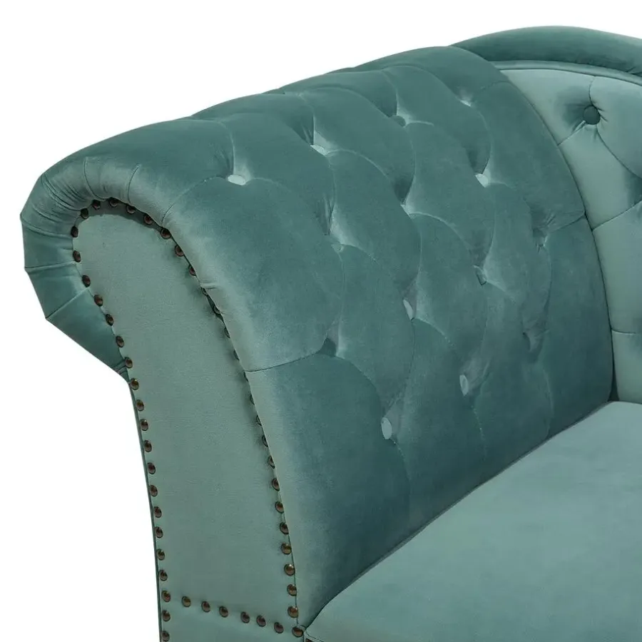 Beliani NIMES - Chaise longue - Mintgroen - Linkerzijde - Fluweel