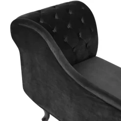 Loveseats-Beliani NIMES - Chaise longue - Zwart - Rechterzijde - Fluweel