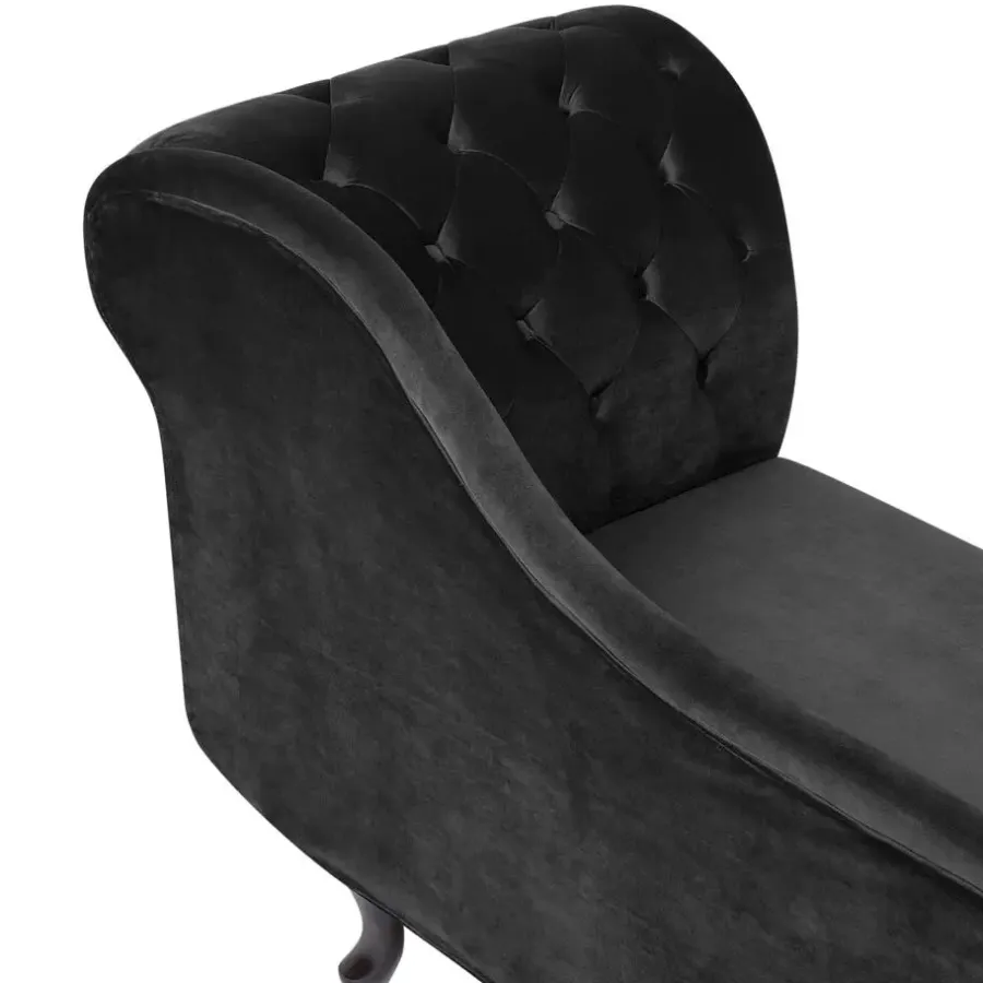 Loveseats-Beliani NIMES - Chaise longue - Zwart - Rechterzijde - Fluweel