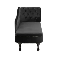 Loveseats-Beliani NIMES - Chaise longue - Zwart - Rechterzijde - Fluweel