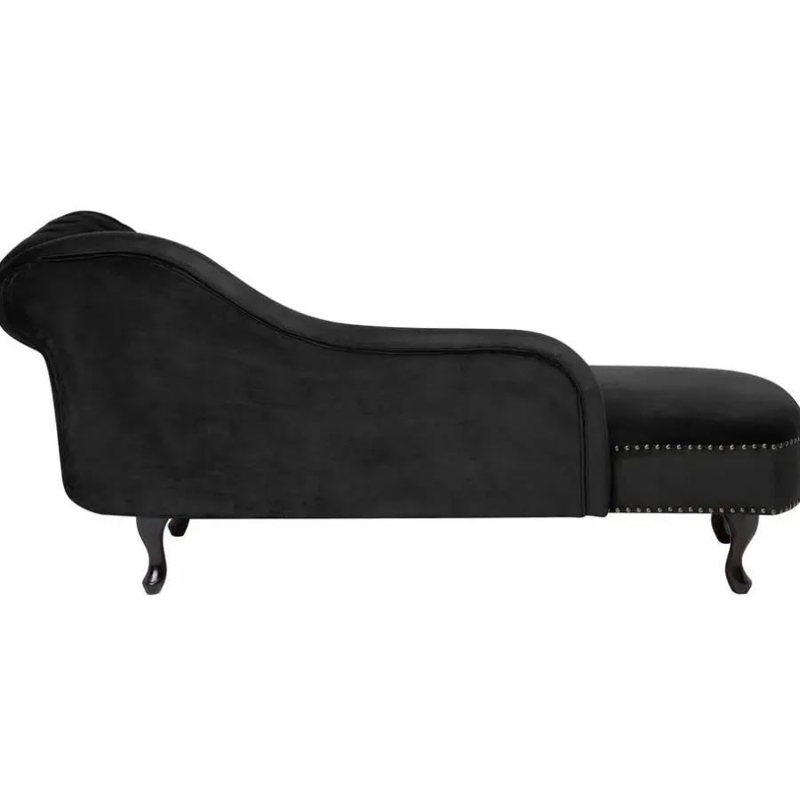 Loveseats-Beliani NIMES - Chaise longue - Zwart - Rechterzijde - Fluweel