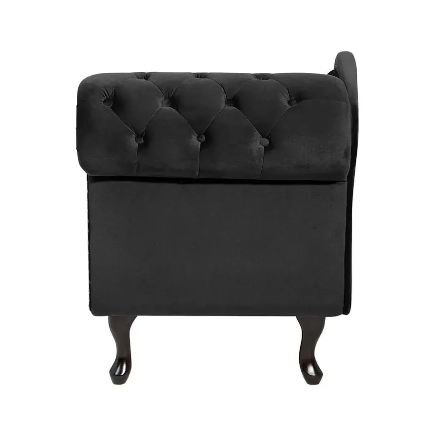 Loveseats-Beliani NIMES - Chaise longue - Zwart - Rechterzijde - Fluweel