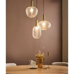 Leen Bakker NJORO - Hanglamp met 3 lichten - Transparant - Glas