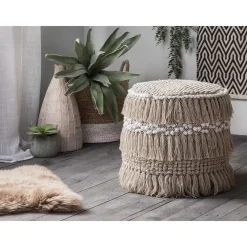 Poefen-Beliani NOIDA - Poef - Beige - 44 cm - Katoen
