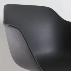 Eetkamerstoelen-Leen Bakker Nolon Nena-Puk Eetkamerstoel Zwart - Armleuning - Zwarte Houten Poten
