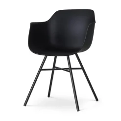 Tuinstoelen-Leen Bakker Nolon Noa-Puk Kunststof Tuinstoel Zwart - Zwart Onderstel
