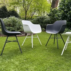 Tuinstoelen-Leen Bakker Nolon Noa-Puk Kunststof Tuinstoel Zwart - Zwart Onderstel