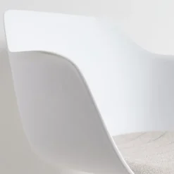 Bureaustoelen|Bureaustoelen-Leen Bakker Nolon Nout-Liz Bureaustoel Wit - Beige Kussen - Wit Onderstel