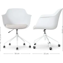 Bureaustoelen|Bureaustoelen-Leen Bakker Nolon Nout-Liz Bureaustoel Wit - Beige Kussen - Wit Onderstel