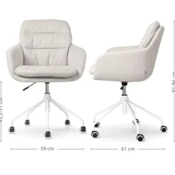 Bureaustoelen|Bureaustoelen-Leen Bakker Nolon Nout-Mia Bureaustoel Beige - met Armleuning - Wit