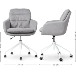 Bureaustoelen|Bureaustoelen-Leen Bakker Nolon Nout-Mia Bureaustoel Grijs - met Armleuning - Wit