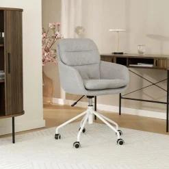 Bureaustoelen|Bureaustoelen-Leen Bakker Nolon Nout-Mia Bureaustoel Grijs - met Armleuning - Wit