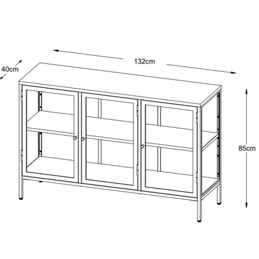 Dressoirs-Nordic Home - Ragnar dressoir - 130 cm - zwart