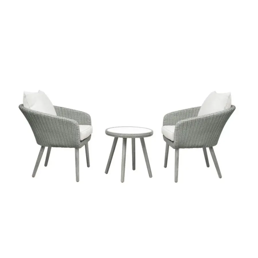Bistro- & Balkonsets-Nordic Home - Seth bistro set wicker - grijs/hout