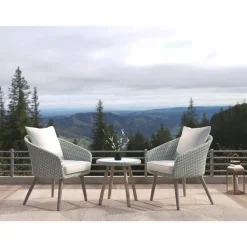 Bistro- & Balkonsets-Nordic Home - Seth bistro set wicker - grijs/hout