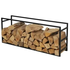 Wandrekken-Nordix Houtrek Haardhout Opslag Binnen en Buiten Brandhout Rek Zwart 100x25x40cm
