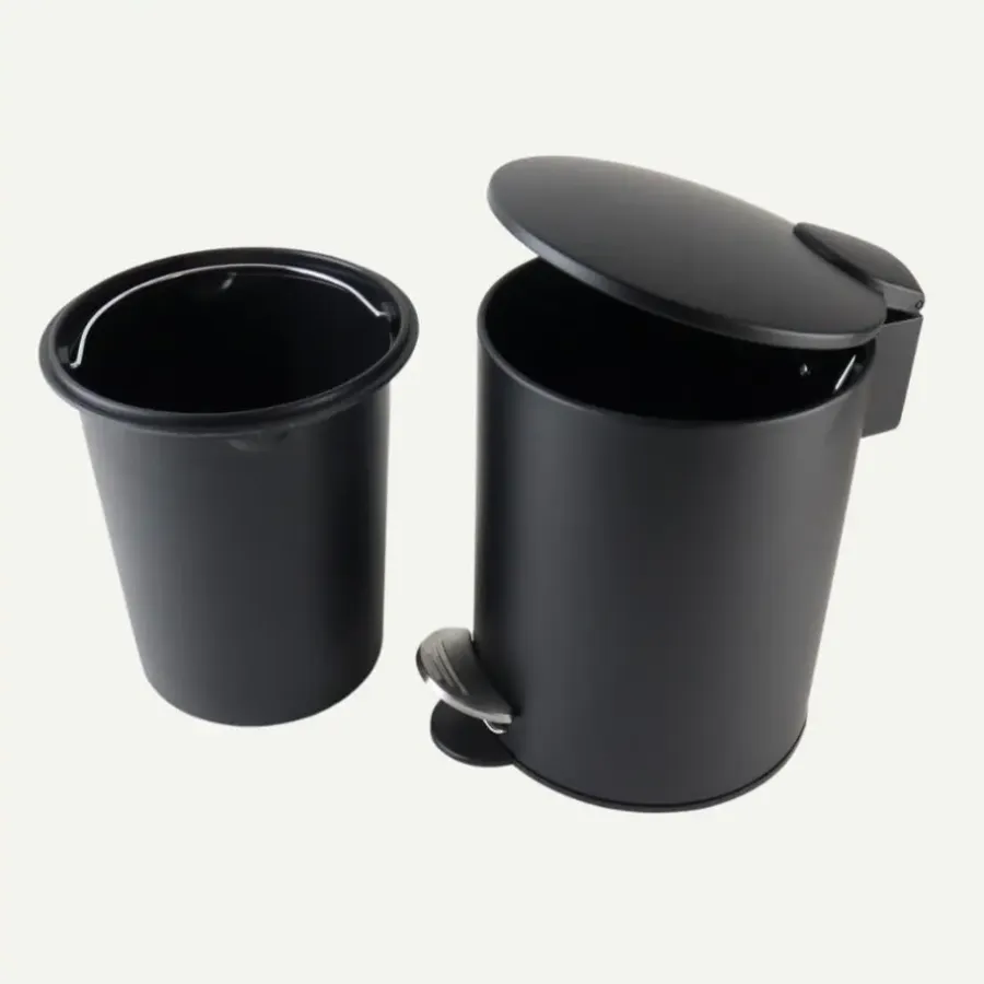 Prullenbakken-Nordix Pedaalemmer 3 Liter Badkamer Toilet Zwart Metaal