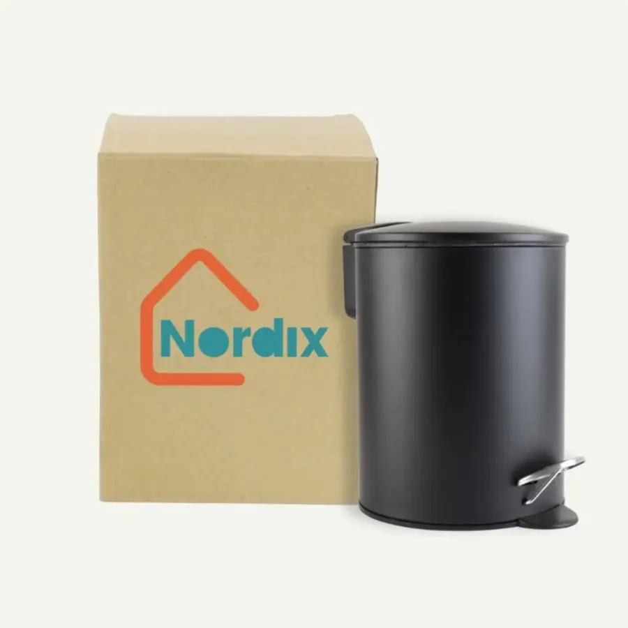 Prullenbakken-Nordix Pedaalemmer 3 Liter Badkamer Toilet Zwart Metaal