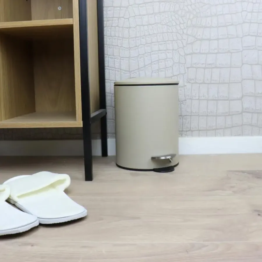 Prullenbakken-Nordix Pedaalemmer 3 Liter Badkamer Toilet Beige Metaal