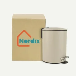 Prullenbakken-Nordix Pedaalemmer 3 Liter Badkamer Toilet Beige Metaal