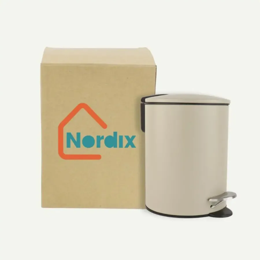 Prullenbakken-Nordix Pedaalemmer 3 Liter Badkamer Toilet Beige Metaal