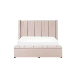 Beliani NOYERS - Bed met opbergruimte - Roze - 160 x 200 cm - Fluweel