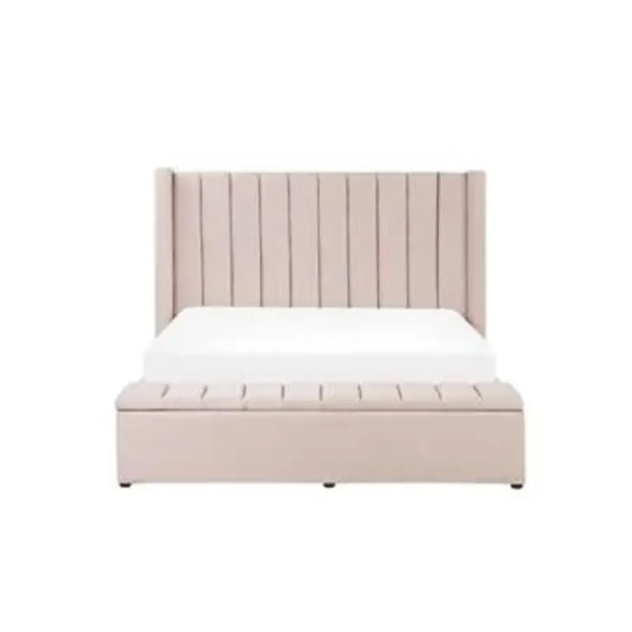 Beliani NOYERS - Bed met opbergruimte - Roze - 160 x 200 cm - Fluweel