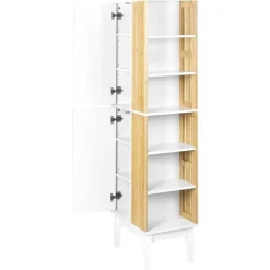 Hoge Kasten-Leen Bakker NUBES - Badkamerkast - Lichthout/Wit - MDF