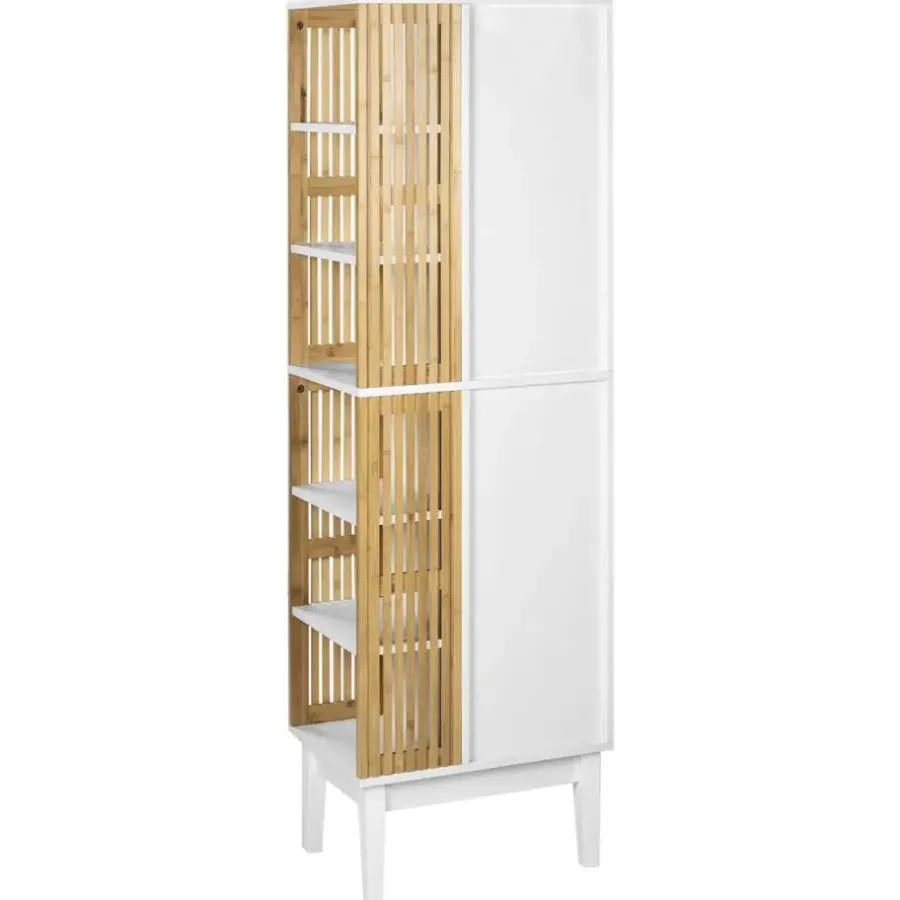Hoge Kasten-Leen Bakker NUBES - Badkamerkast - Lichthout/Wit - MDF