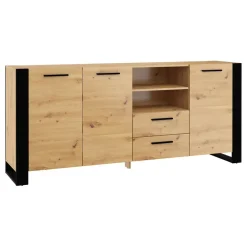 Dressoirs-Homlando NUKA D dressoir 197 cm zwart artisan eiken