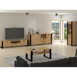 Dressoirs-Homlando NUKA D dressoir 197 cm zwart artisan eiken