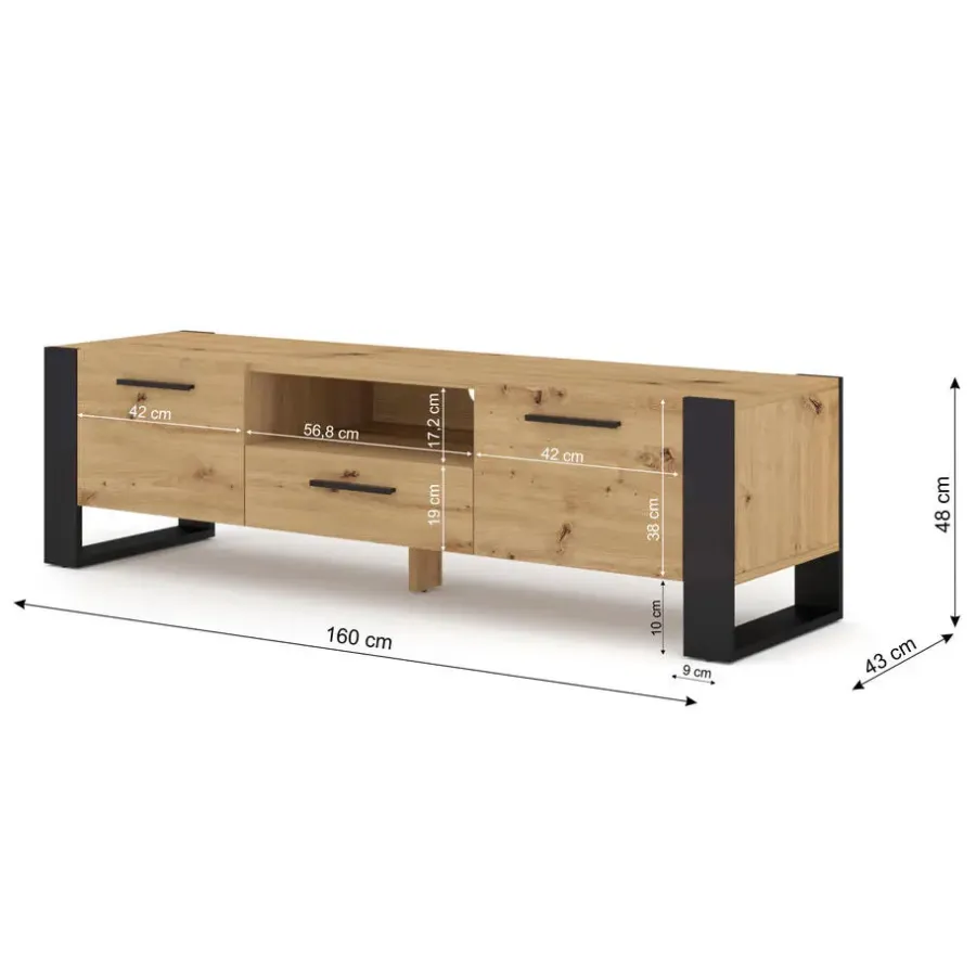 Homlando NUKA TV meubel ladekast 160 cm eiken artisan