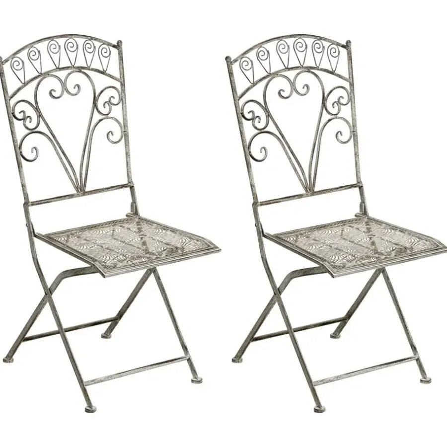Leen Bakker NURRA - Set van 2 tuinstoelen - Grijs - IJzer