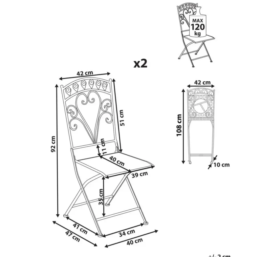 Leen Bakker NURRA - Set van 2 tuinstoelen - Grijs - IJzer