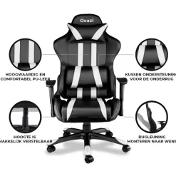 Ocazi Chicago Gaming stoel - Bureaustoel - Zwart/Wit