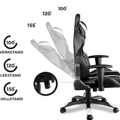Ocazi Chicago Gaming stoel - Bureaustoel - Zwart/Wit