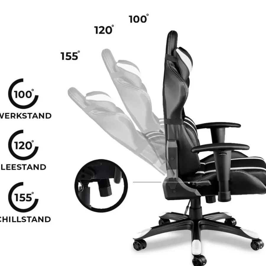 Ocazi Chicago Gaming stoel - Bureaustoel - Zwart/Wit
