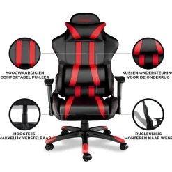 Gamestoelen-Ocazi Chicago Gaming stoel - Bureaustoel - Zwart/Rood