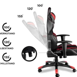 Gamestoelen-Ocazi Chicago Gaming stoel - Bureaustoel - Zwart/Rood